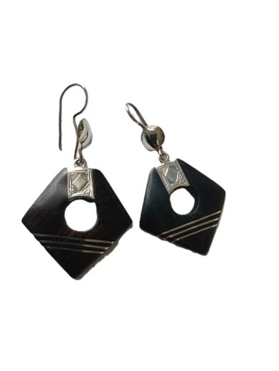 Boucles d'oreilles touareg argent et bois d'ébène