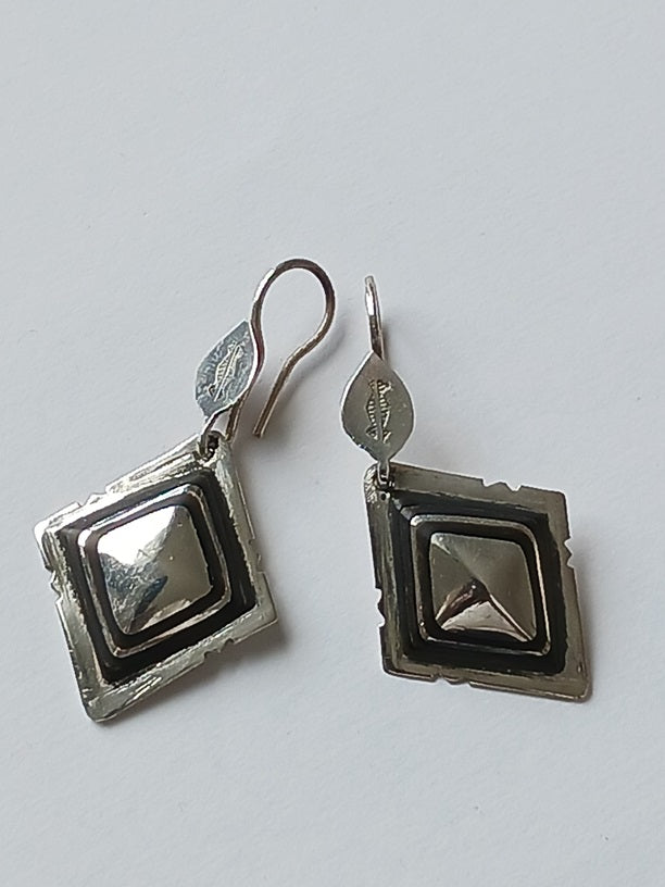 Boucles d'oreilles touareg en argent et bois d'ébène