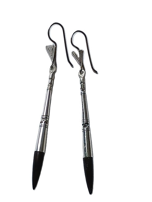 Boucles d'oreilles touaregs en argent et bois d'ébène