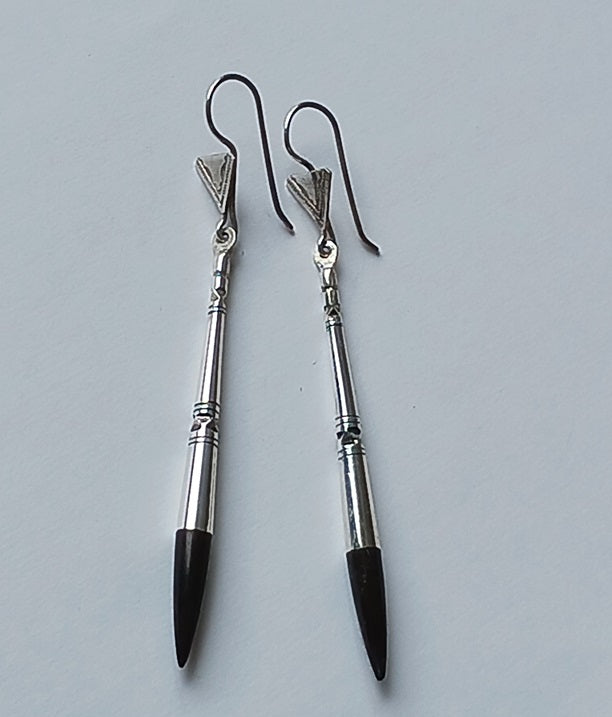 Boucles d'oreilles touaregs en argent et bois d'ébène