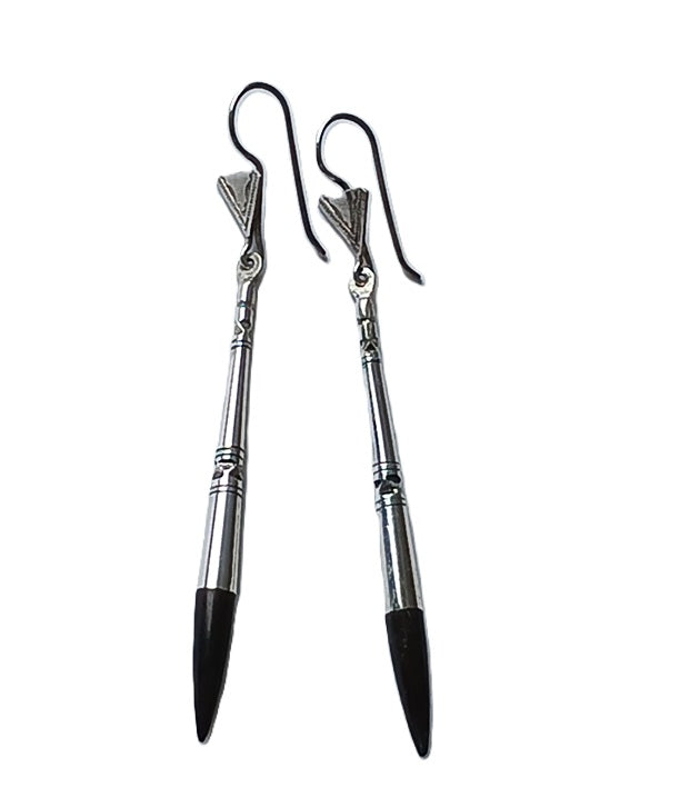 Boucles d'oreilles touaregs en argent et bois d'ébène