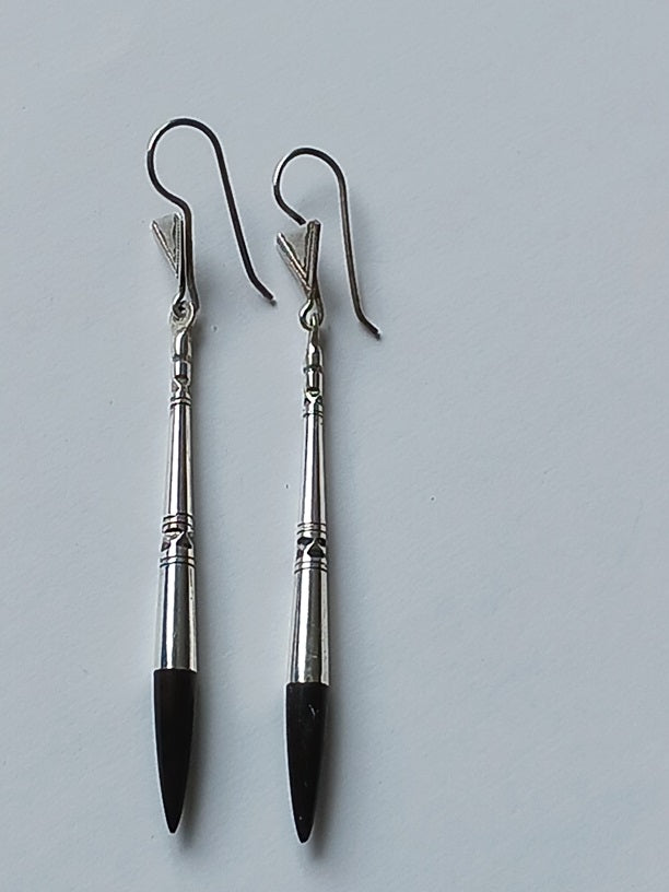 Boucles d'oreilles touaregs en argent et bois d'ébène