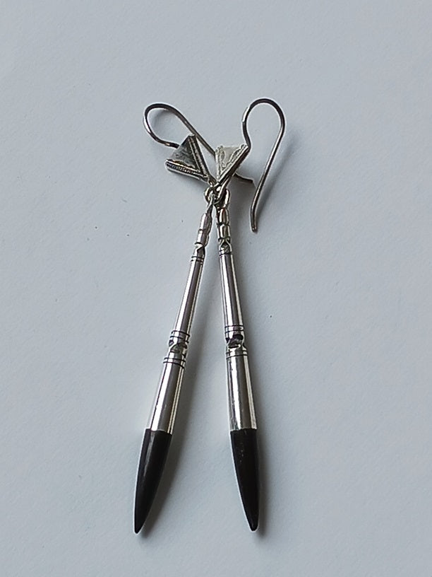 Boucles d'oreilles touaregs en argent et bois d'ébène