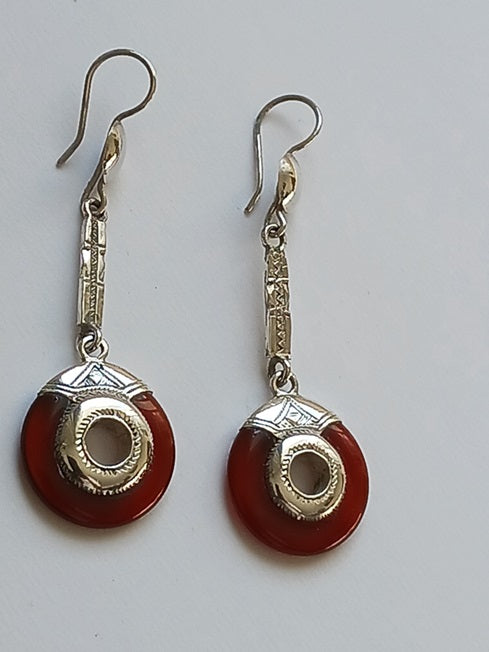 Boucles d'oreilles touareg en argent ciselé