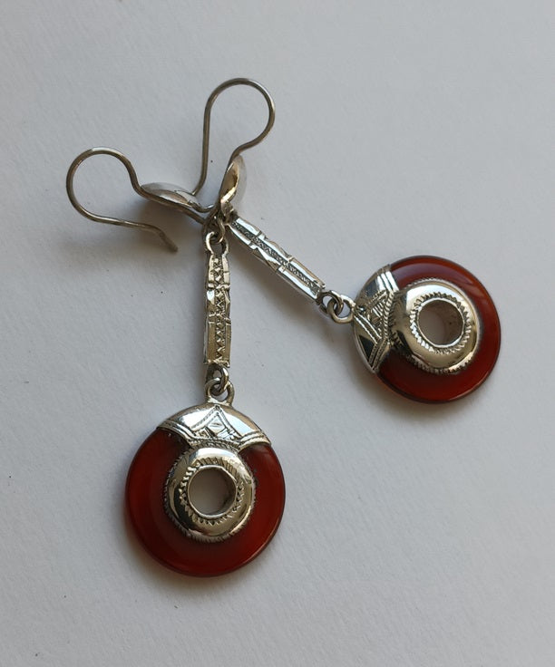 Boucles d'oreilles touareg en argent ciselé