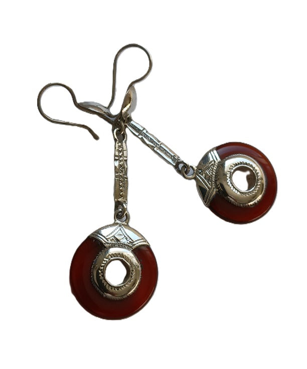 Boucles d'oreilles touareg en argent ciselé