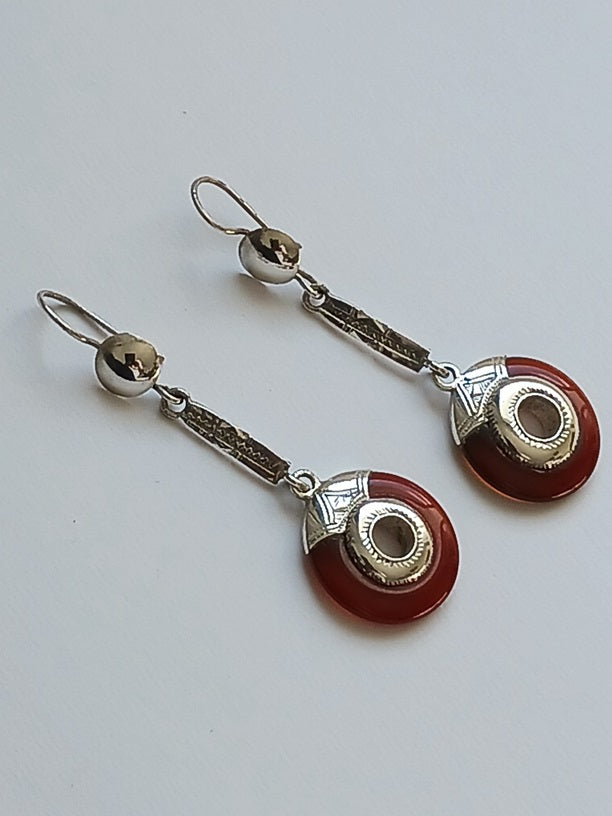 Boucles d'oreilles touareg en argent ciselé