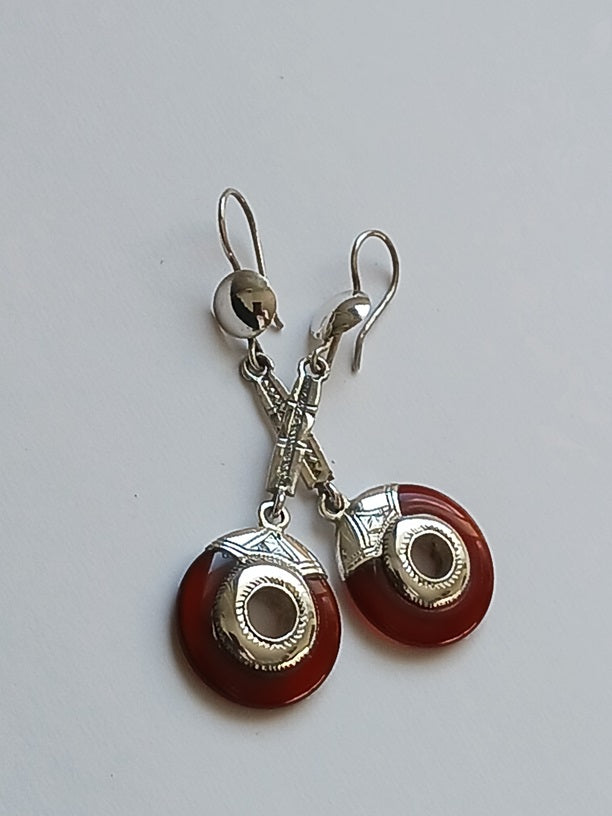 Boucles d'oreilles touareg en argent ciselé