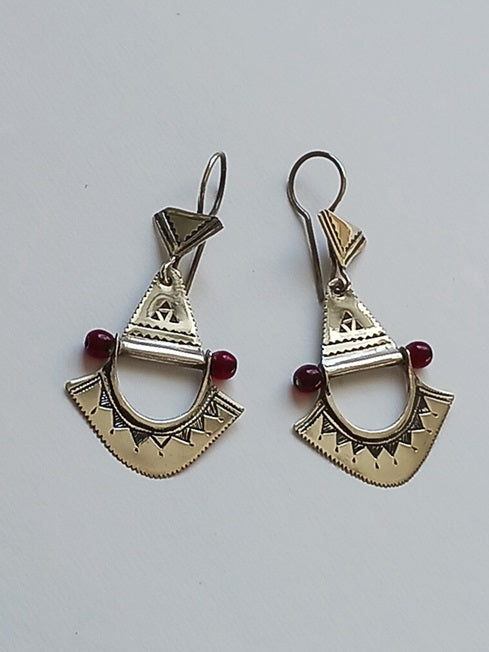 Boucles d'oreilles touareg en argent ciselé