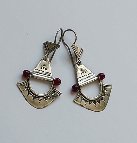 Boucles d'oreilles touareg en argent ciselé