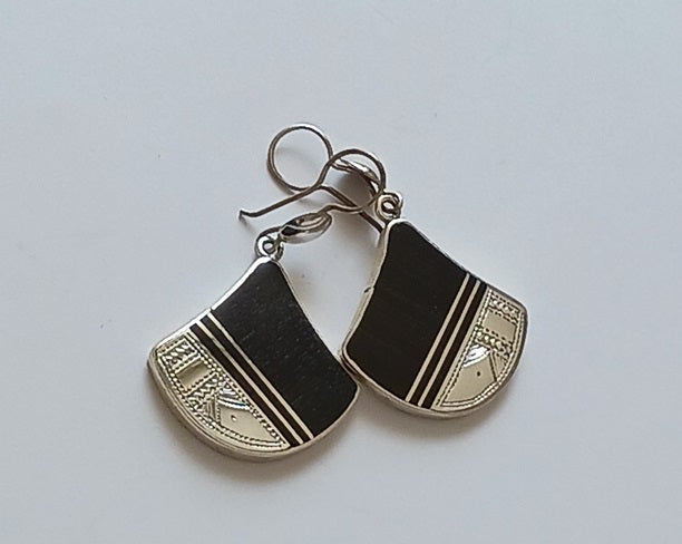Boucles d'oreilles touareg en argent et bois débène