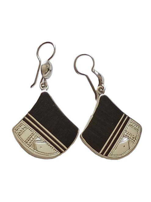 Boucles d'oreilles touareg en argent et bois débène