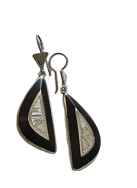 Boucles d'oreilles touareg en argent et bois d'ébène