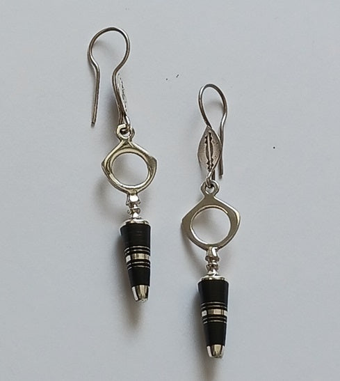 Boucles d'oreilles touareg en argent et bois débène