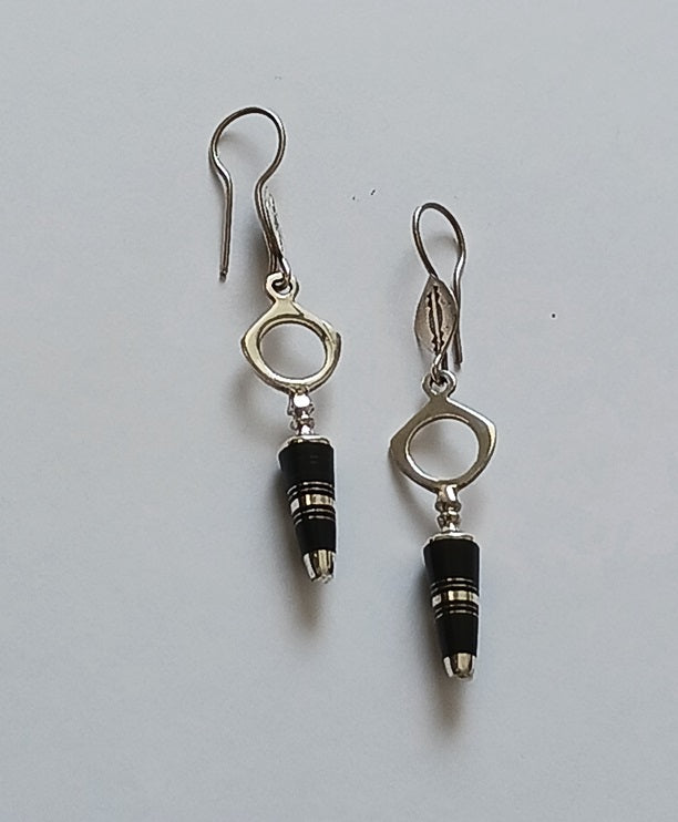 Boucles d'oreilles touareg en argent et bois débène