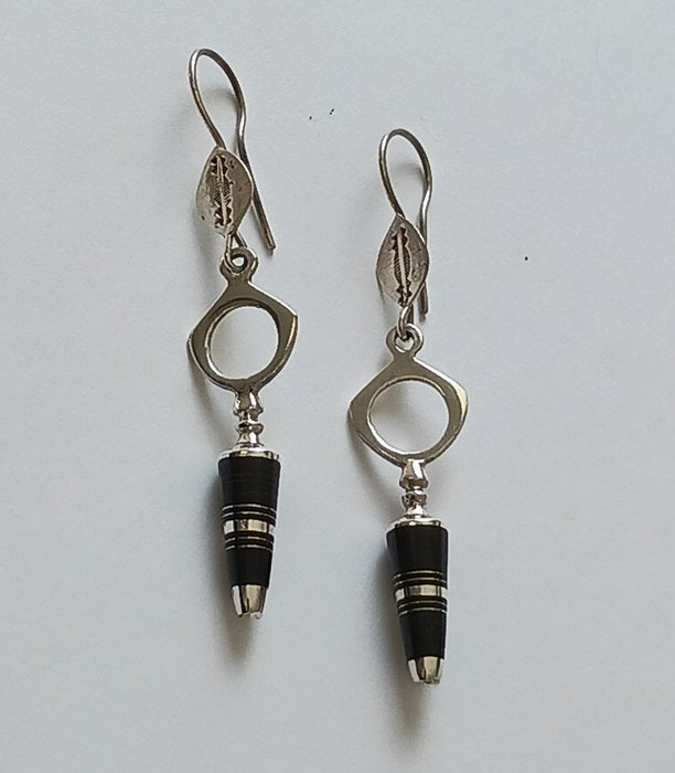 Boucles d'oreilles touareg en argent et bois débène