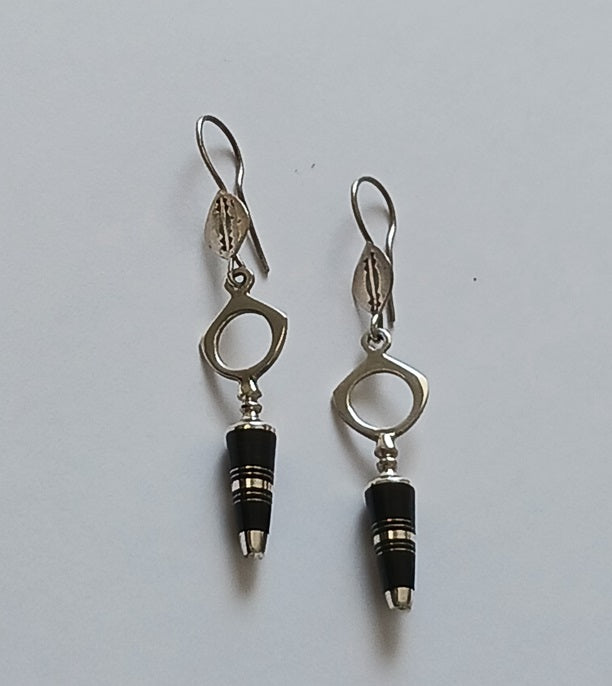 Boucles d'oreilles touareg en argent et bois débène