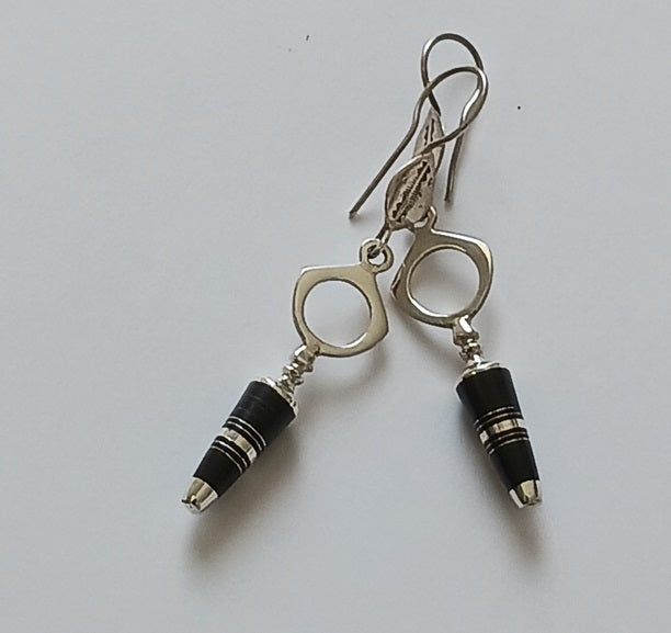 Boucles d'oreilles touareg en argent et bois débène