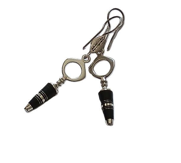 Boucles d'oreilles touareg en argent et bois débène