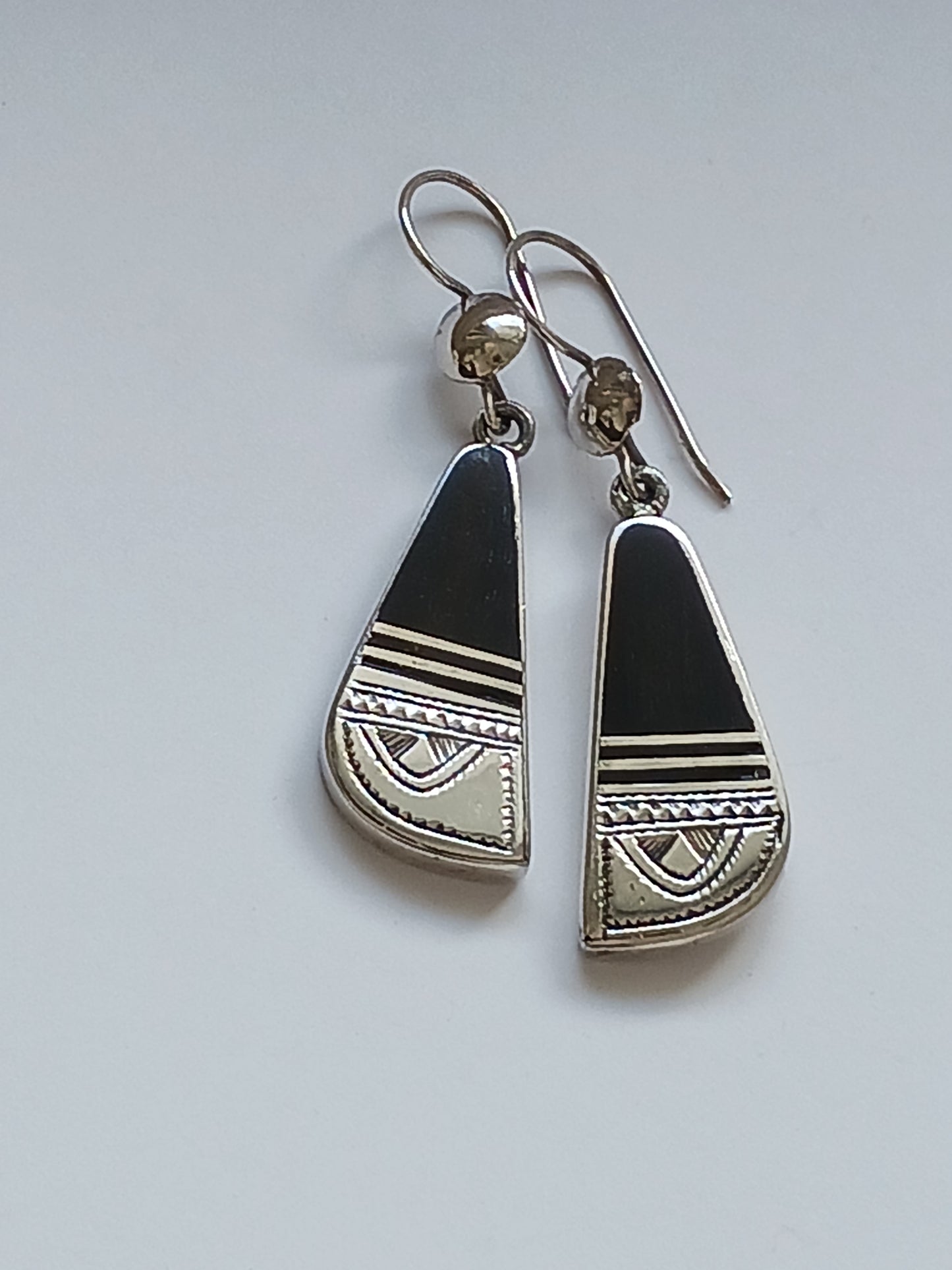 Boucles d'oreilles touareg en argent et bois d'ébène