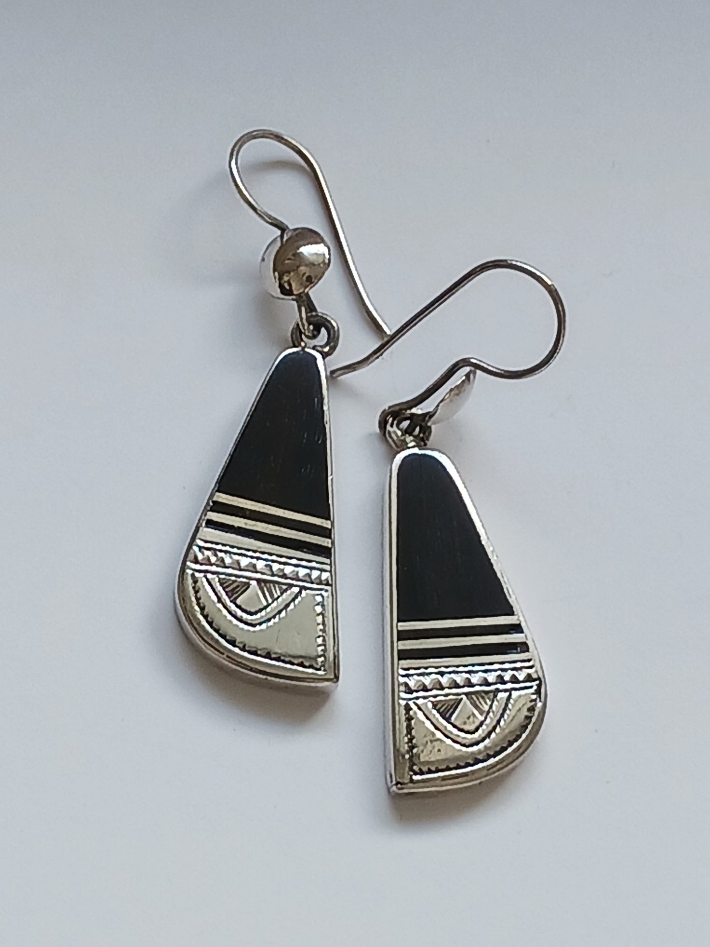 Boucles d'oreilles touareg en argent et bois d'ébène