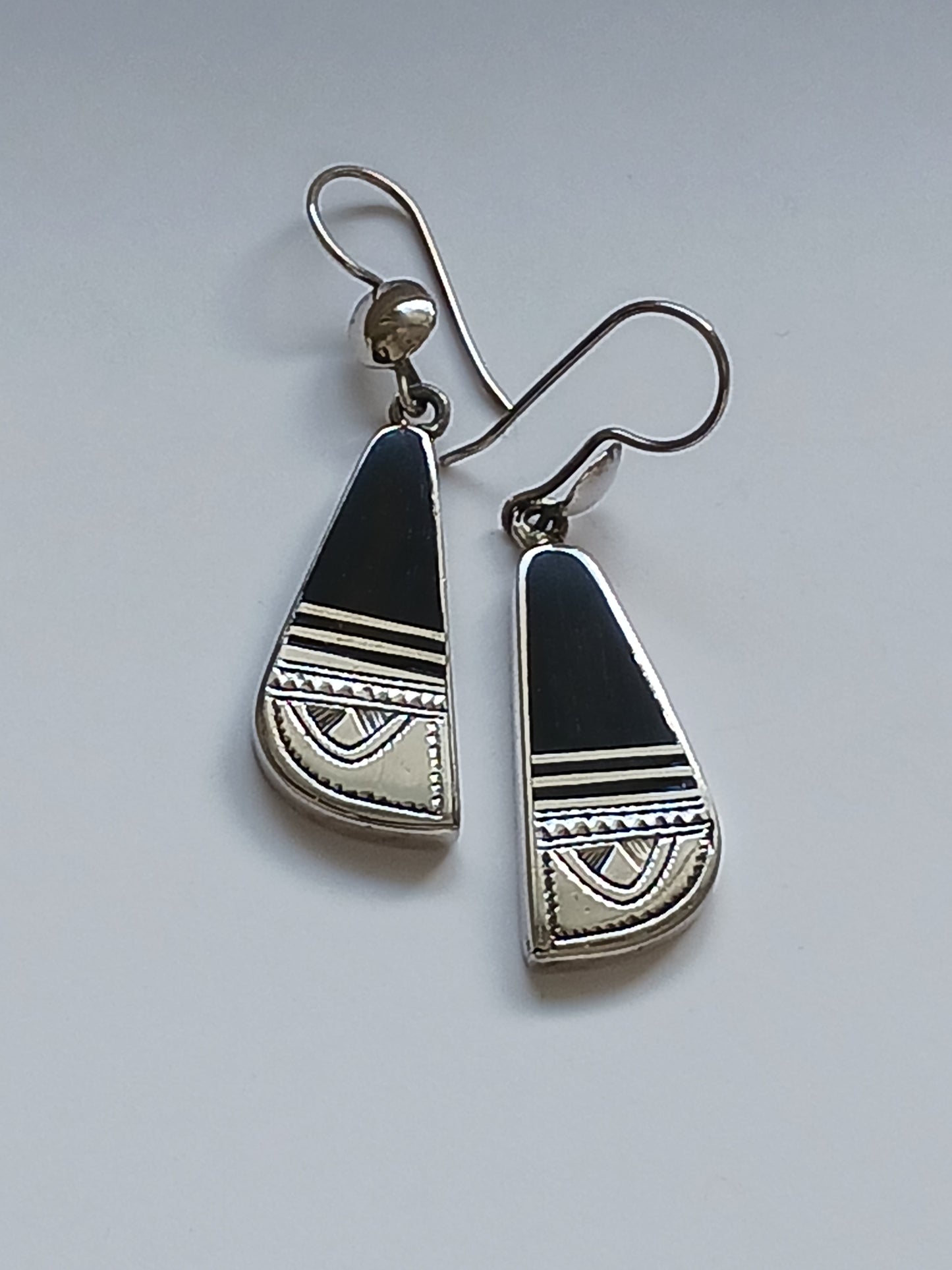 Boucles d'oreilles touareg en argent et bois d'ébène