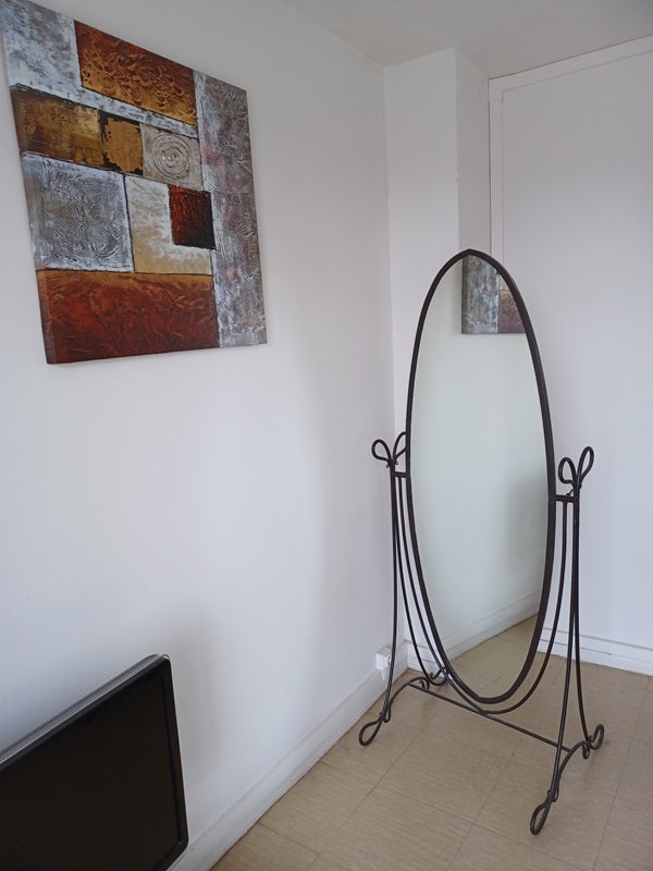 Miroir sur pied fer forgé