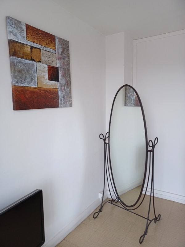Miroir sur pied fer forgé