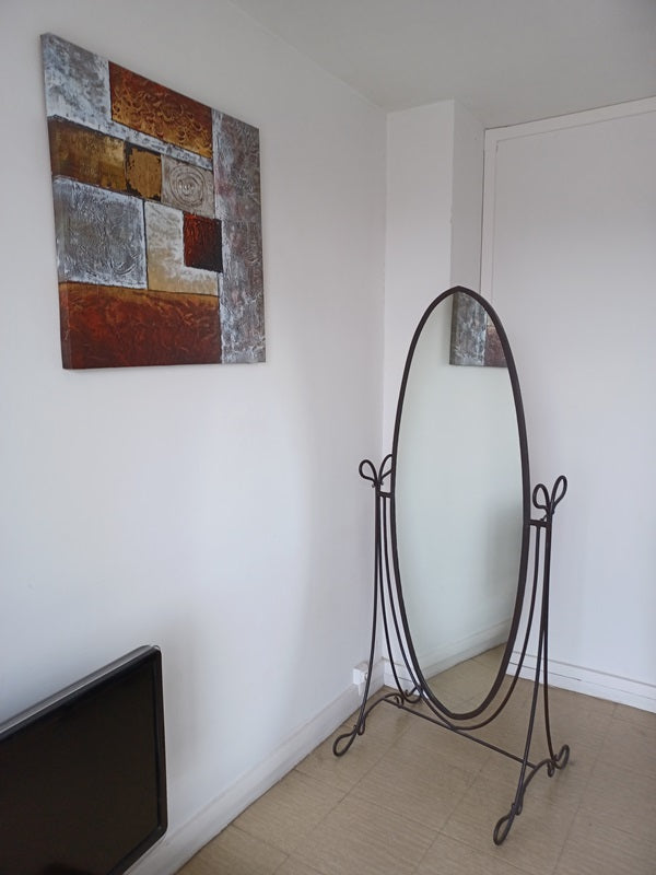Miroir sur pied fer forgé
