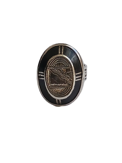Bague touarègue en argent et bois d'ébène