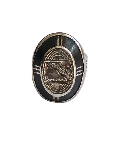 Bague touarègue en argent et bois d'ébène