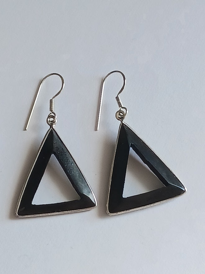 Boucles d'oreilles en bois et fil d'argent