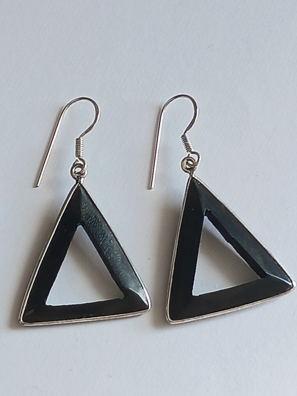 Boucles d'oreilles en bois et fil d'argent