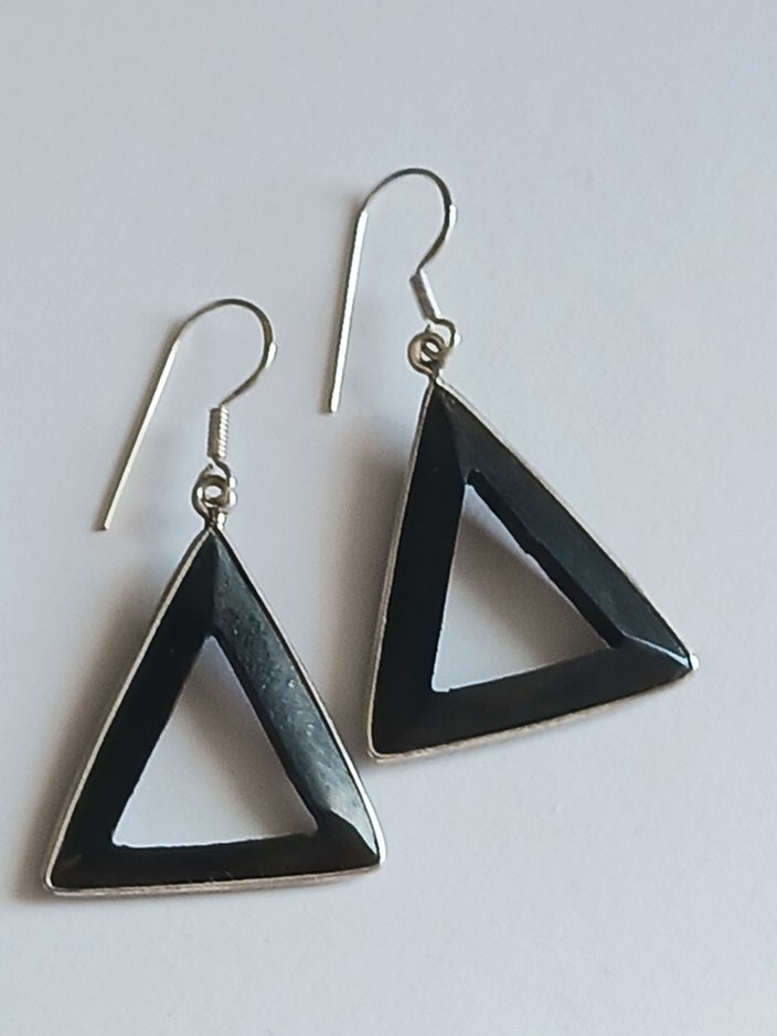 Boucles d'oreilles en bois et fil d'argent
