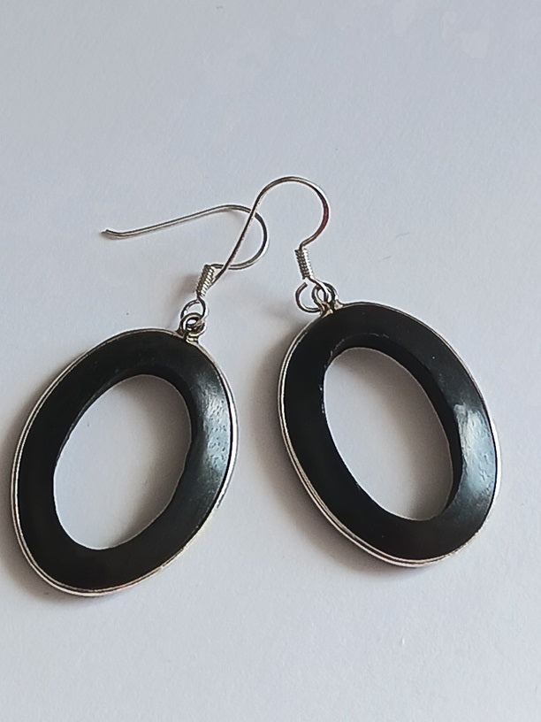 Boucles d'oreilles en bois et fil d'argent