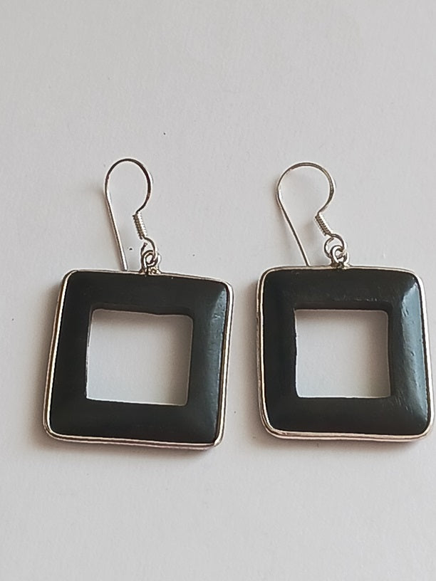 Boucles d'oreilles en bois et fil d'argent