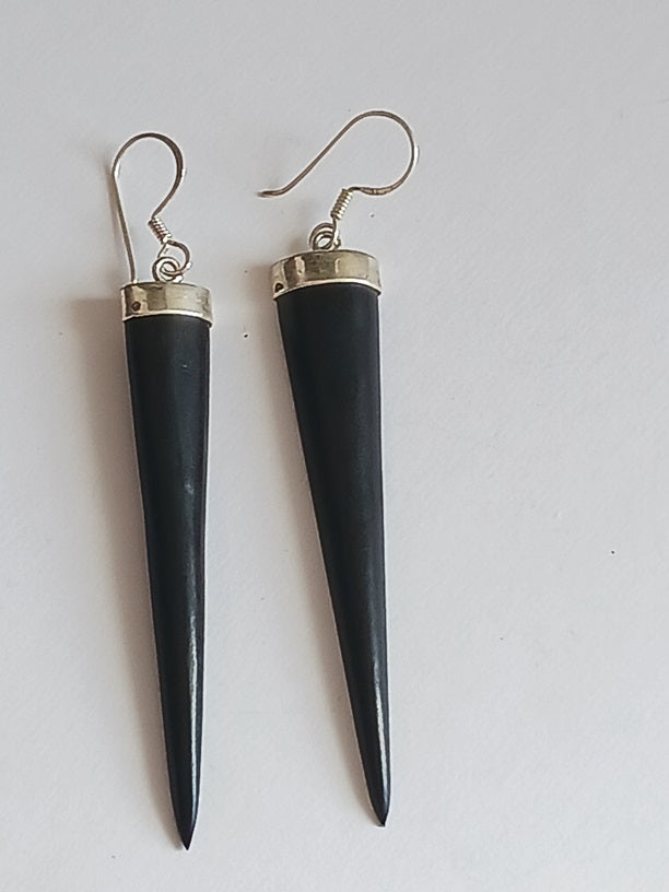 Boucles d'oreilles en argent et bois