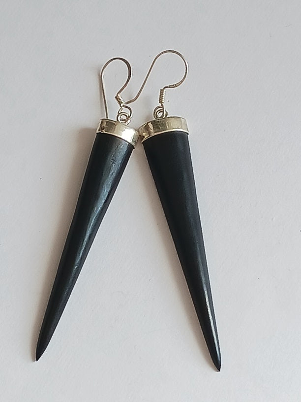 Boucles d'oreilles en argent et bois