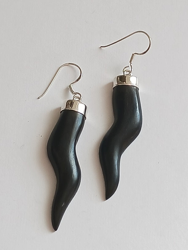 Boucles d'oreilles en argent et bois