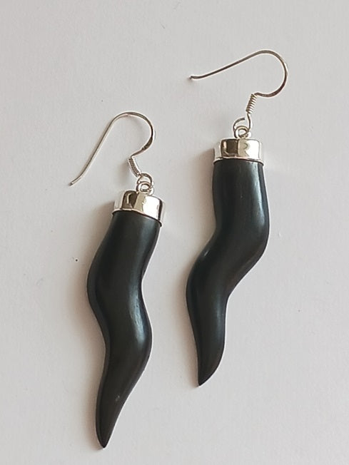 Boucles d'oreilles en argent et bois