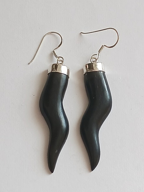 Boucles d'oreilles en argent et bois