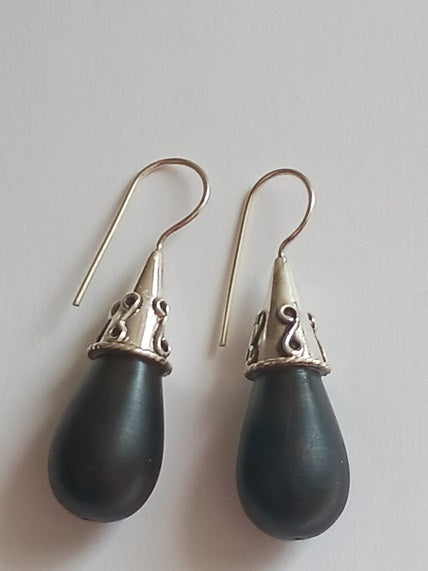Boucles d'oreilles en argent et bois
