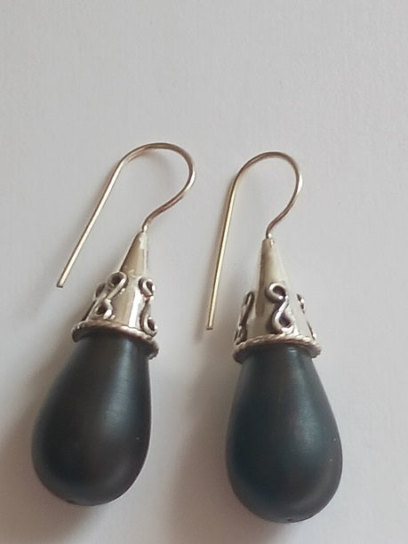 Boucles d'oreilles en argent et bois