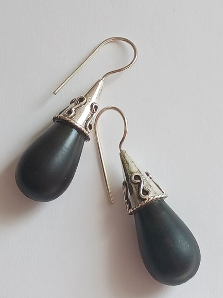 Boucles d'oreilles en argent et bois