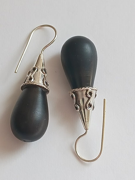 Boucles d'oreilles en argent et bois
