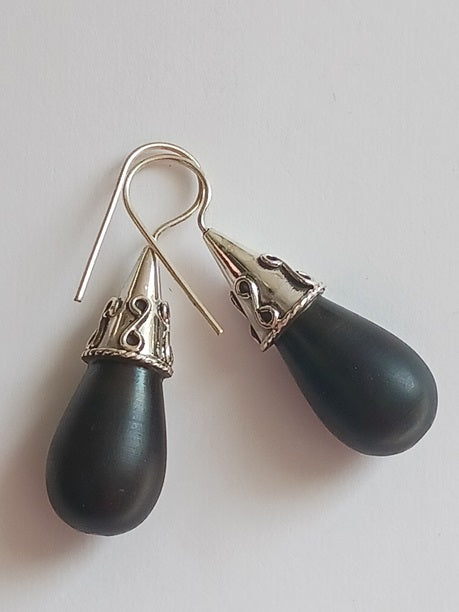 Boucles d'oreilles en argent et bois