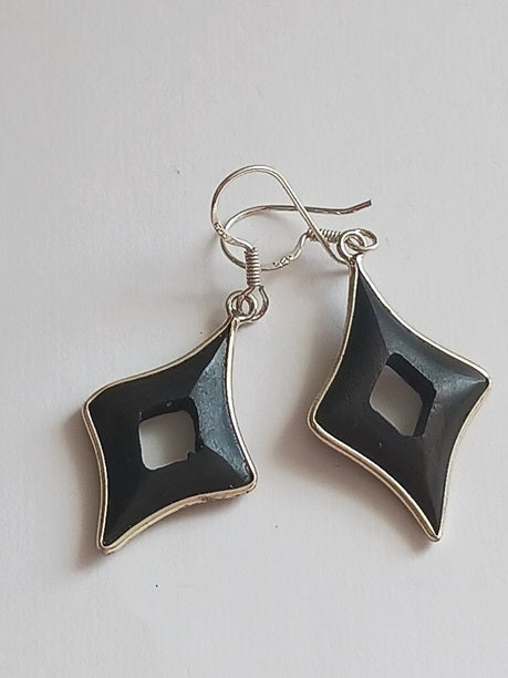 Boucles d'oreilles en bois et fil d'argent