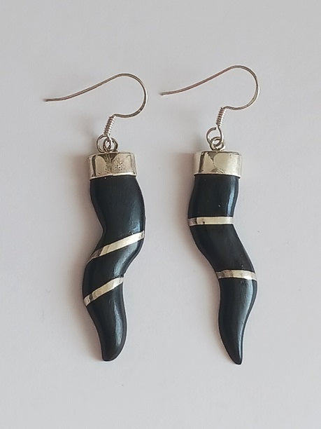 Boucles d'oreilles en argent et bois