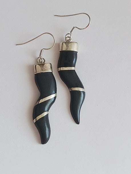 Boucles d'oreilles en argent et bois
