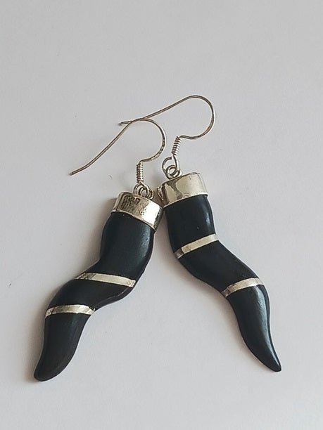 Boucles d'oreilles en argent et bois
